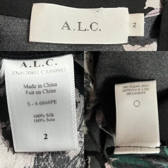 A.L.C. Floral V-Neck Silk Dress Women Size 2 - Picture 6 of 6